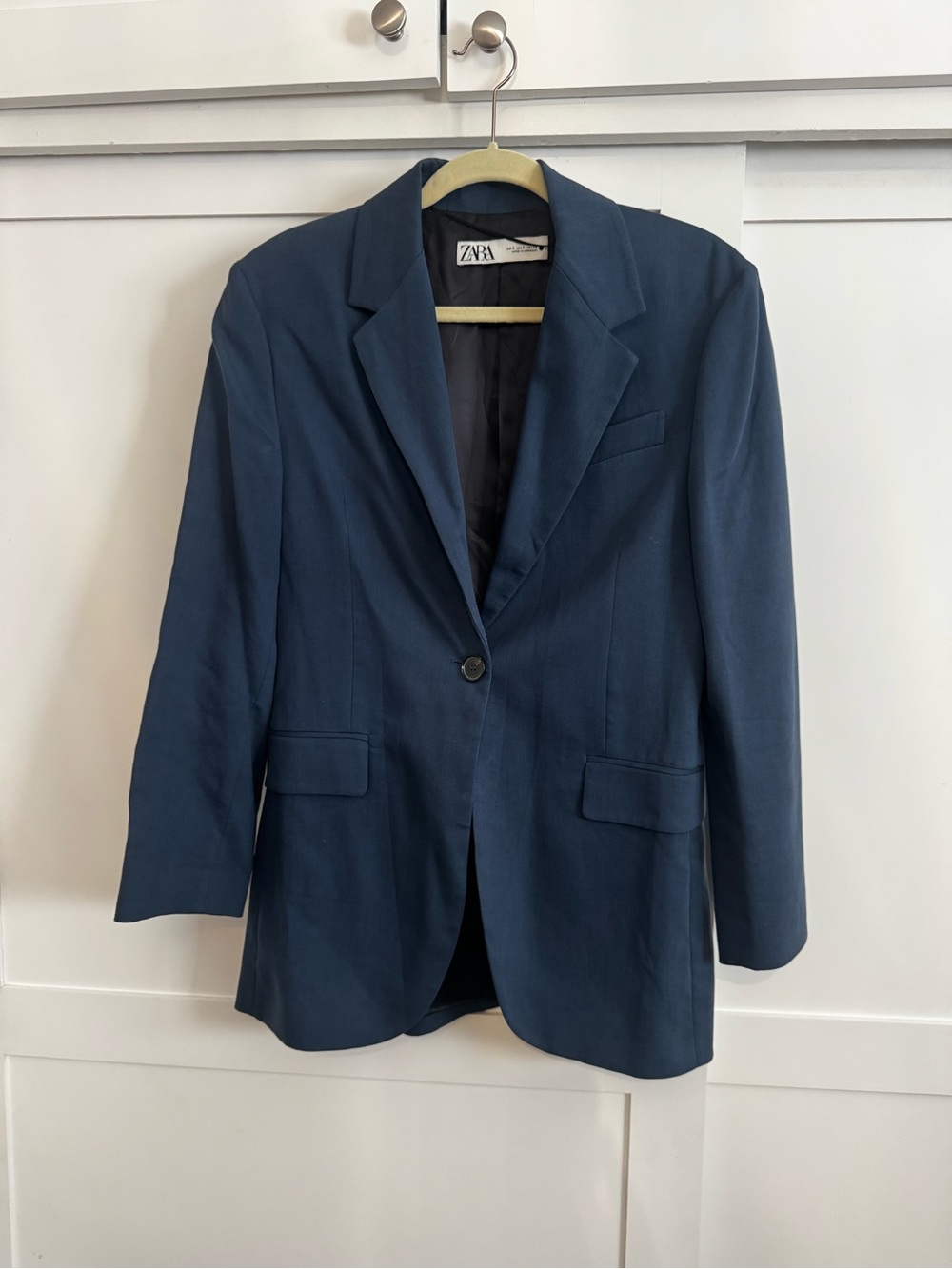 Zara Navy Single-Button Blazer oversized